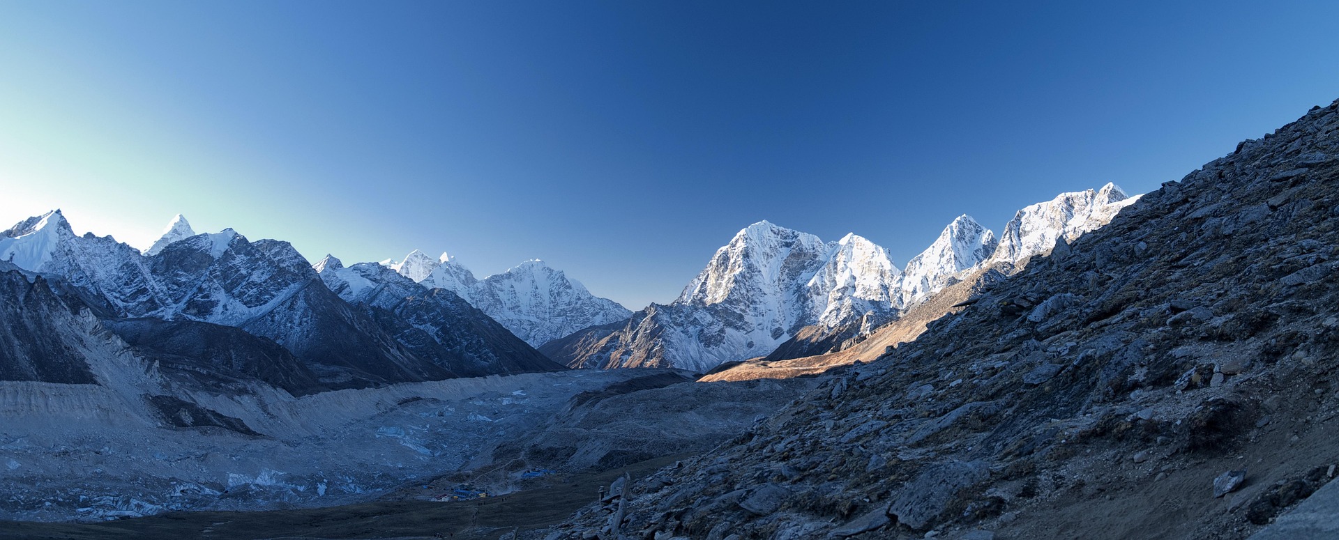 Trekker in mountains